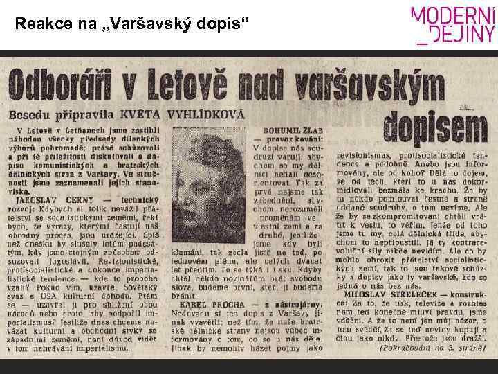 Reakce na „Varšavský dopis“ 