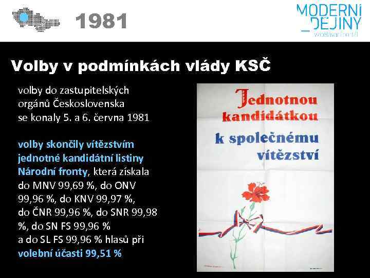 1981 Volby v podmínkách vlády KSČ volby do zastupitelských orgánů Československa se konaly 5.