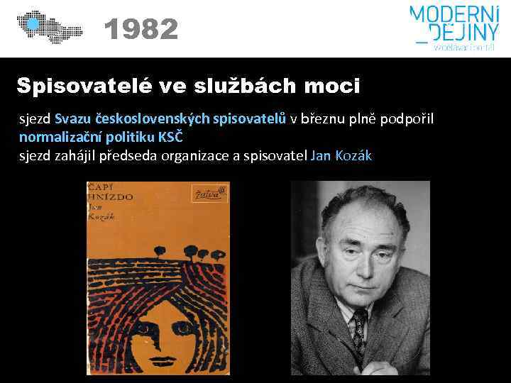 1982 Spisovatelé ve službách moci sjezd Svazu československých spisovatelů v březnu plně podpořil normalizační