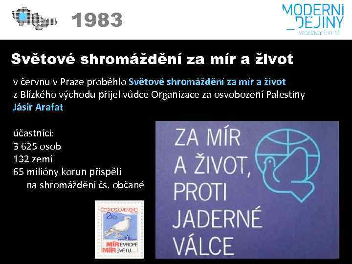 1983 Světové shromáždění za mír a život v červnu v Praze proběhlo Světové shromáždění