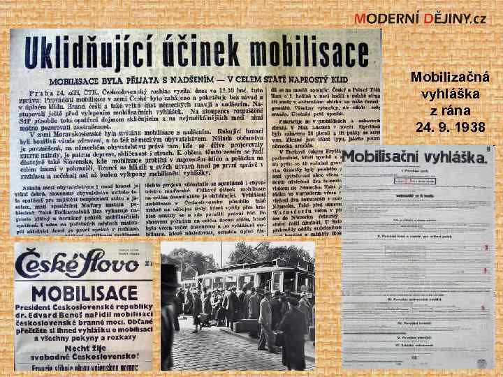 Mobilizačná vyhláška z rána 24. 9. 1938 