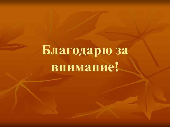 Благодарю за внимание! 