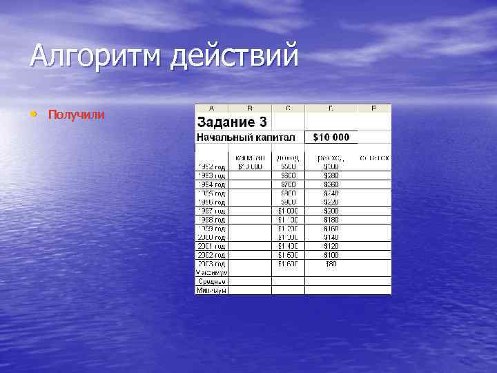 Алгоритм действий • Получили 