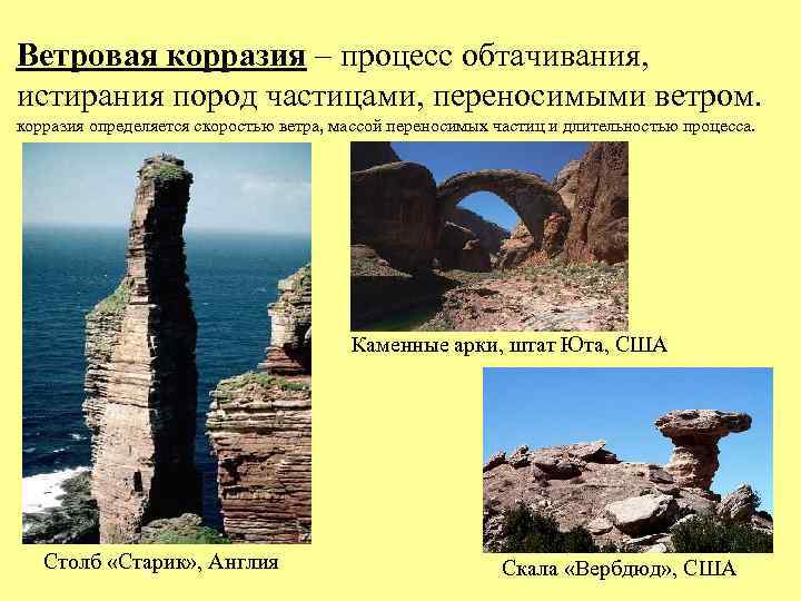 Ветровая корразия – процесс обтачивания, истирания пород частицами, переносимыми ветром. корразия определяется скоростью ветра,