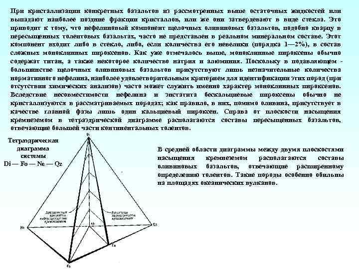 При кристаллизации конкретных базальтов из рассмотренных выше остаточных жидкостей или выпадают наиболее поздние фракции