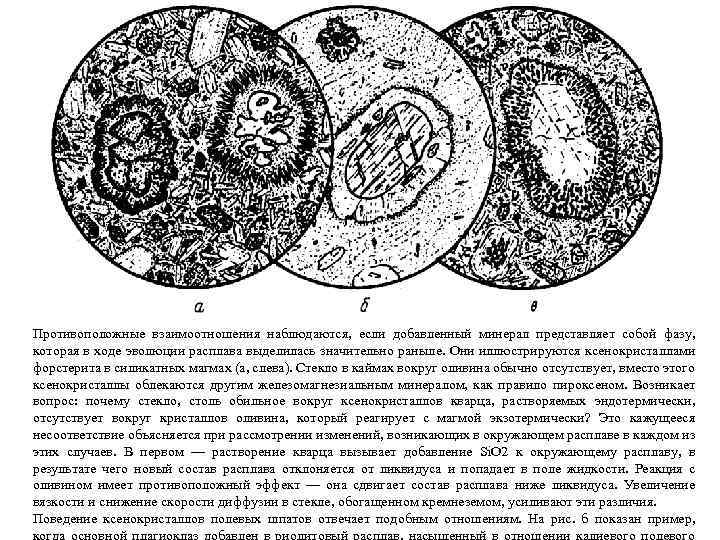 Противоположные взаимоотношения наблюдаются, если добавленный минерал представляет собой фазу, которая в ходе эволюции расплава