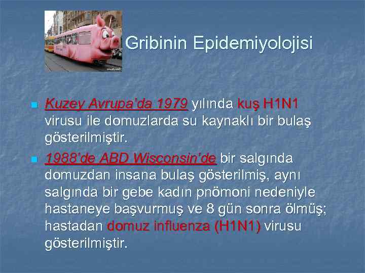 Gribinin Epidemiyolojisi n n Kuzey Avrupa’da 1979 yılında kuş H 1 N 1 virusu