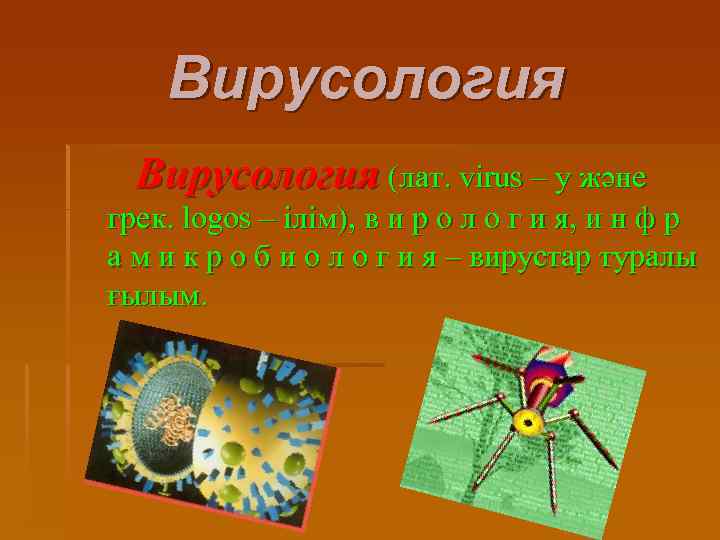 Вирусология (лат. vіrus – у және грек. logos – ілім), в и р о