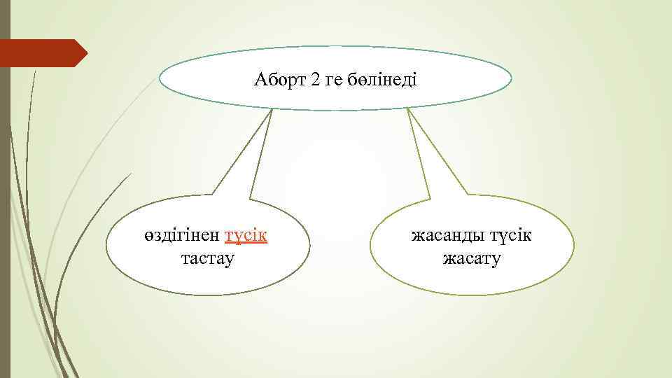 Аборт 2 ге бөлінеді өздігінен түсік тастау жасанды түсік жасату 