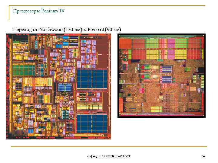 Процессоры Pentium IV Переход от Northwood (130 нм) к Prescott (90 нм) кафедра ЮНЕСКО