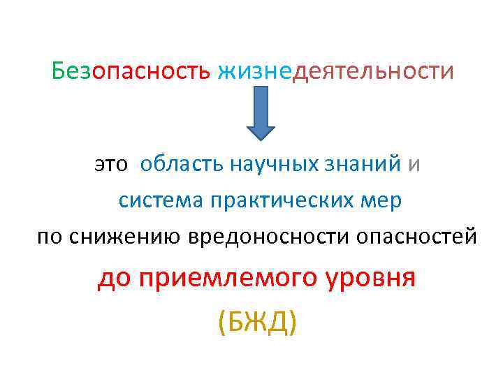 Безопасность жизнедеятельности это область научных знаний и система практических мер по снижению вредоносности опасностей