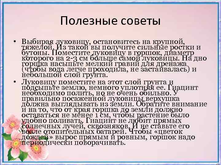 Полезные советы • Выбирая луковицу, остановитесь на крупной, тяжелой. Из такой вы получите сильные