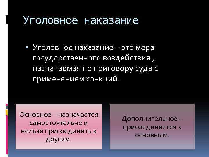 Уголовное наказание – это мера государственного воздействия , назначаемая по приговору суда с применением