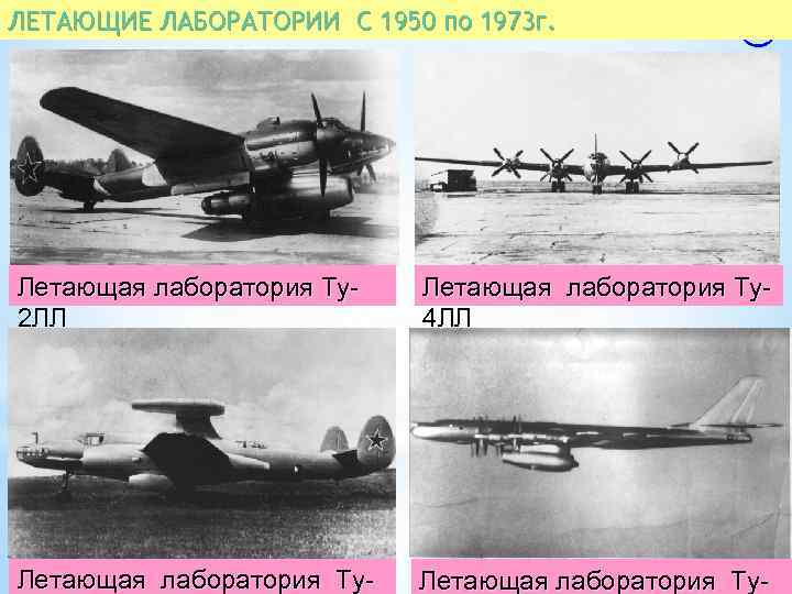 ЛЕТАЮЩИЕ ЛАБОРАТОРИИ С 1950 по 1973 г. Летающая лаборатория Ту2 ЛЛ Летающая лаборатория Ту4