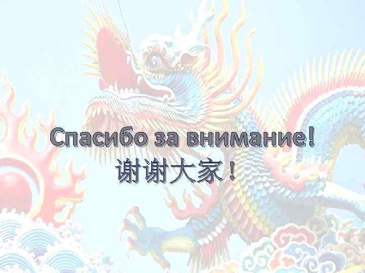 Спасибо за внимание! 谢谢大家！ 