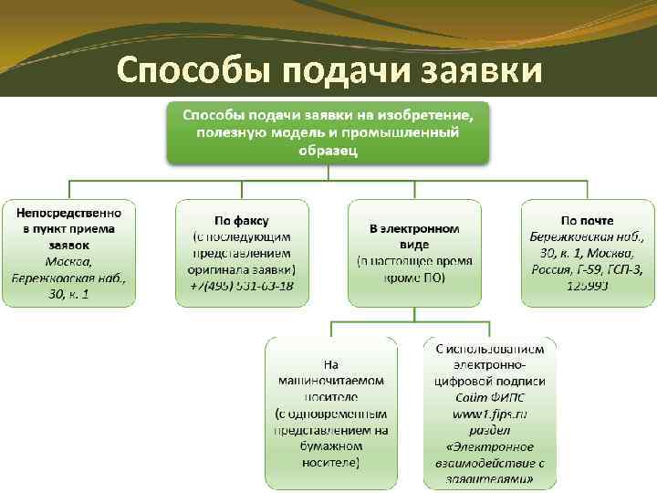 Способы подачи заявки 