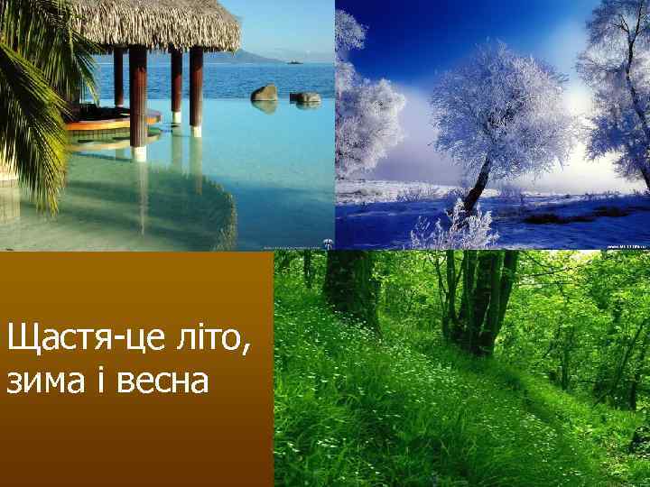 Щастя-це літо, зима і весна 