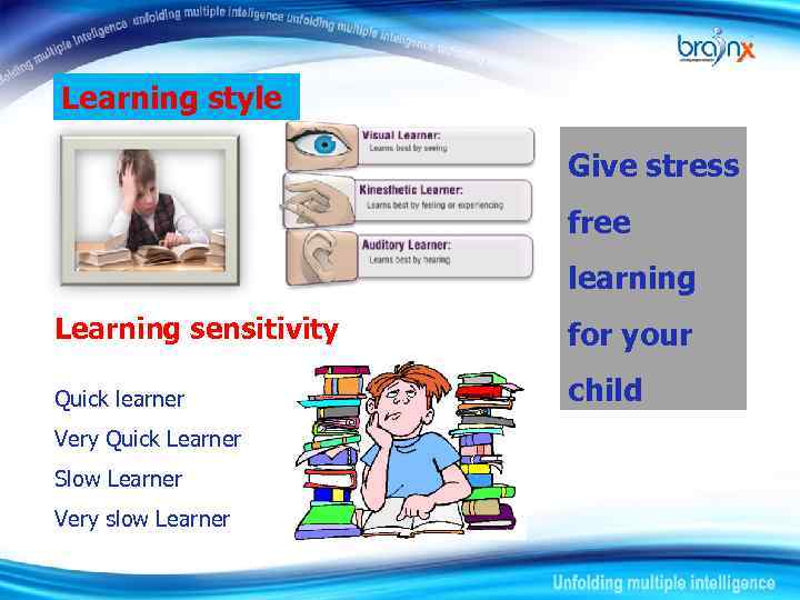 Learning style Give stress free learning Learning sensitivity for your Quick learner child Very