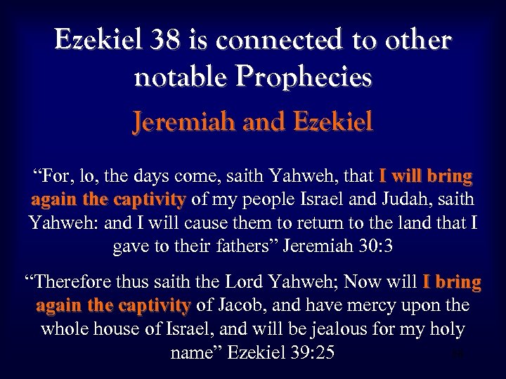 Ezekiel 38 is connected to other notable Prophecies Jeremiah and Ezekiel “For, lo, the