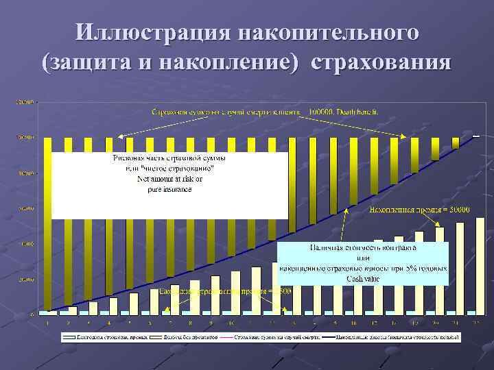 Иллюстрация накопительного (защита и накопление) страхования 