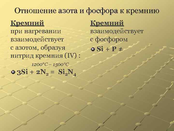 Азот и фосфор находятся. Кремний с азотом. Кремний и фосфор. Фосфор взаимодействует с кремнием. Силициум и азот.