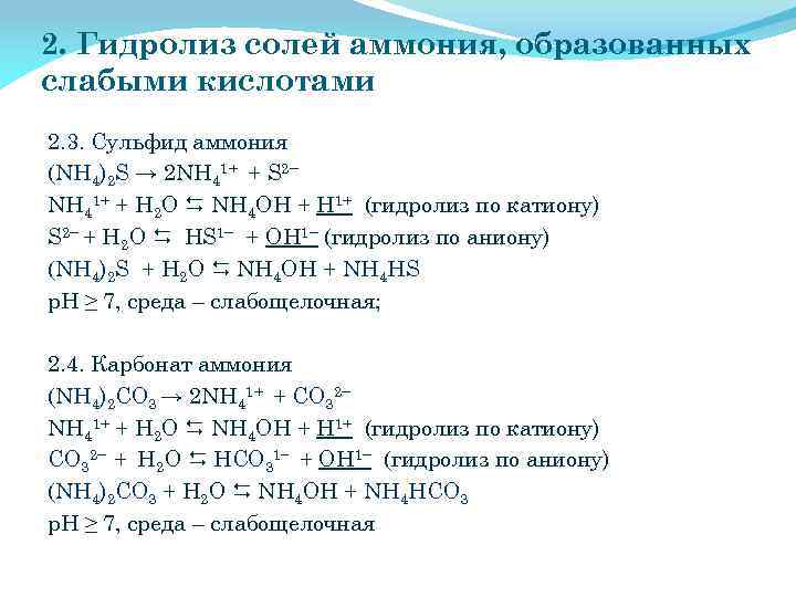 Соли аммония 9 класс химия