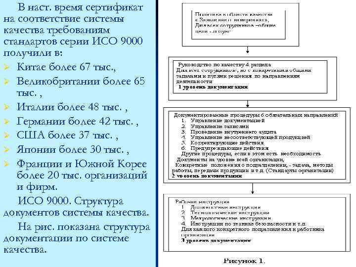 В наст. время сертификат на соответствие системы качества требованиям стандартов серии ИСО 9000 получили