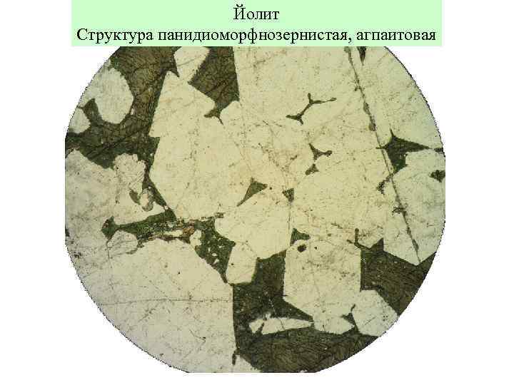 Йолит Структура панидиоморфнозернистая, агпаитовая 