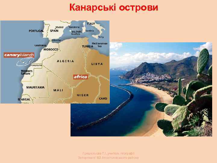 Канарські острови Гришельова Т. І. , учитель географії Запорізької ЗШ Апостолівського району 