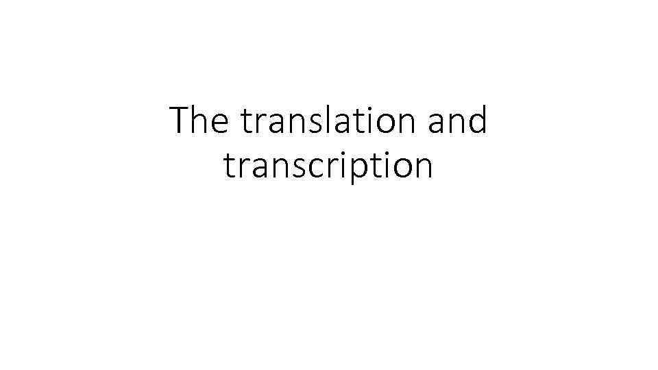 The translation and transcription 