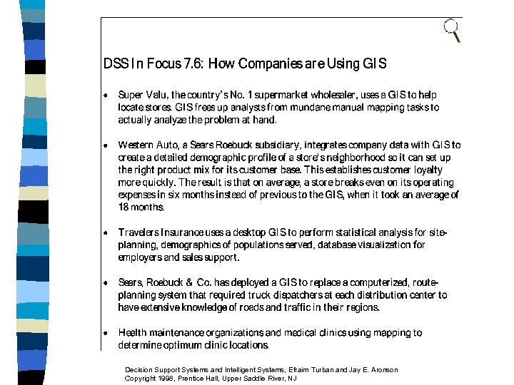 Decision Support Systems and Intelligent Systems, Efraim Turban and Jay E. Aronson Copyright 1998,