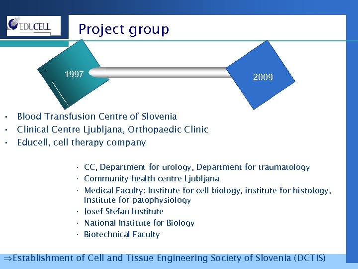 Project group 1997 2009 • Blood Transfusion Centre of Slovenia • Clinical Centre Ljubljana,