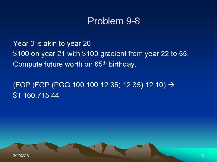 Problem 9 -8 Year 0 is akin to year 20 $100 on year 21