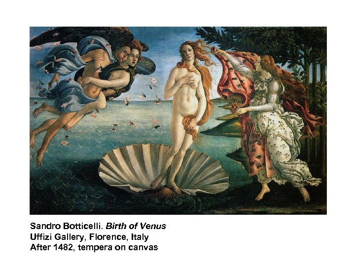 Sandro Botticelli. Birth of Venus Uffizi Gallery, Florence, Italy After 1482, tempera on canvas