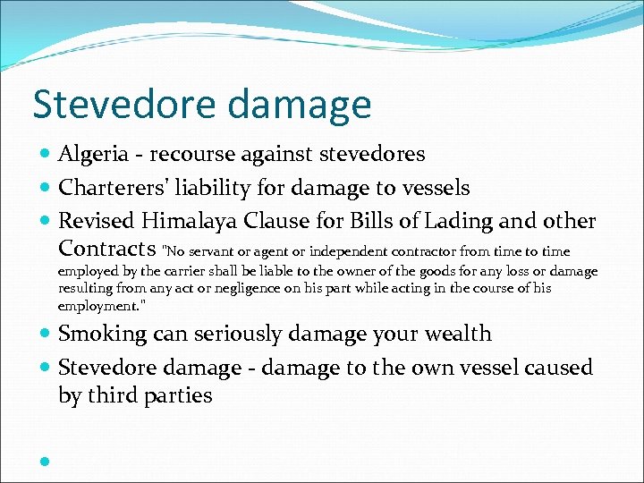 stevedore damage voyage charter