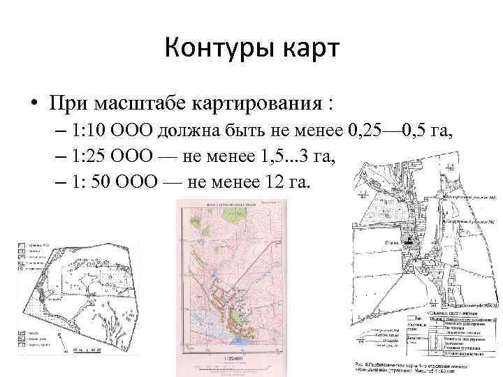 Контуры карт • При масштабе картирования : – 1: 10 ООО должна быть не