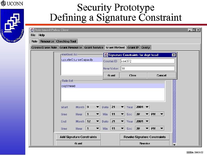 Security Prototype Defining a Signature Constraint ISSEA 2002 -22 