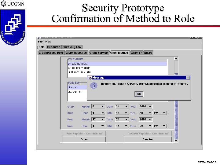 Security Prototype Confirmation of Method to Role ISSEA 2002 -37 