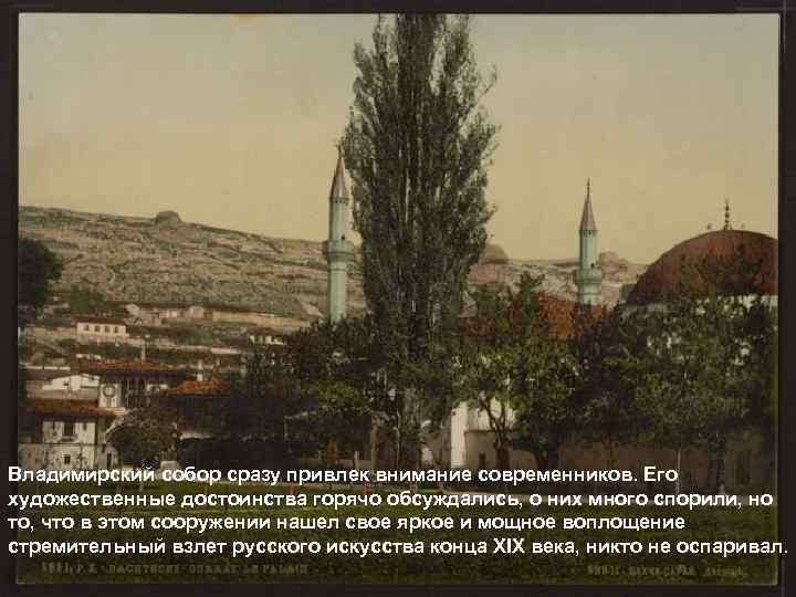 Владимирский собор сразу привлек внимание современников. Его художественные достоинства горячо обсуждались, о них много