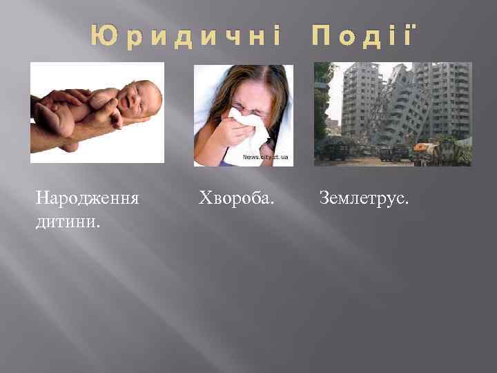 Юридичні Народження дитини. Хвороба. Події Землетрус. 