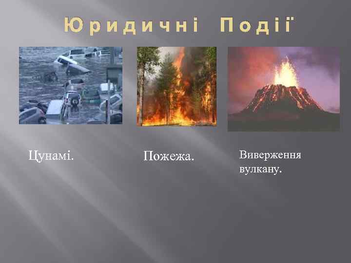 Юридичні Цунамi. Пожежа. Події Виверження вулкану. 