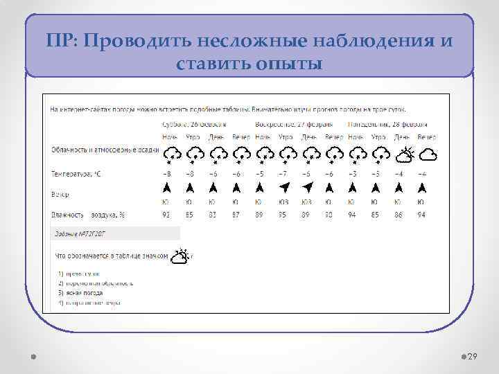 ПР: Проводить несложные наблюдения и ставить опыты 29 