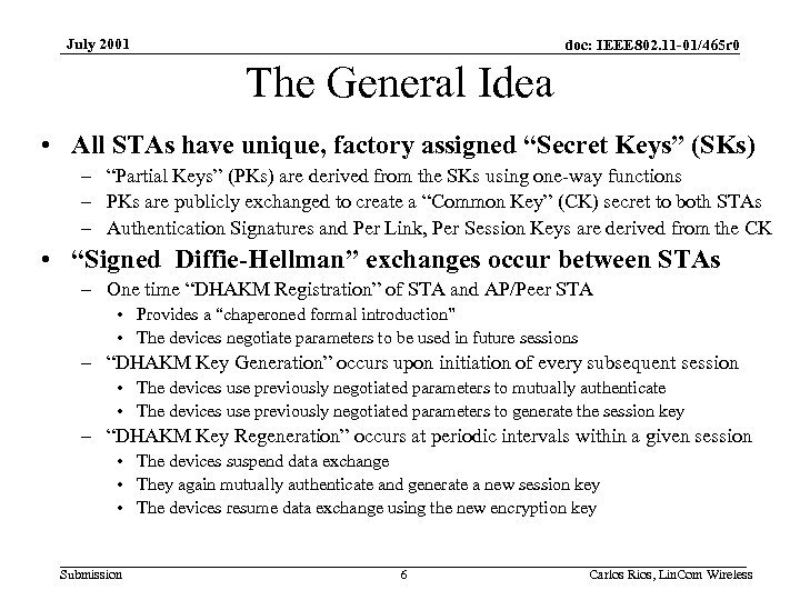 July 2001 doc: IEEE 802. 11 -01/465 r 0 The General Idea • All