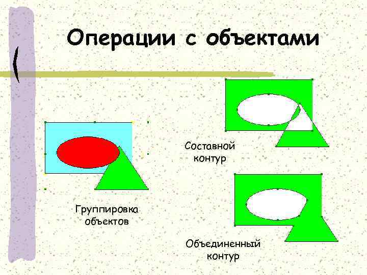 Операции с объектами Составной контур Группировка объектов Объединенный контур 