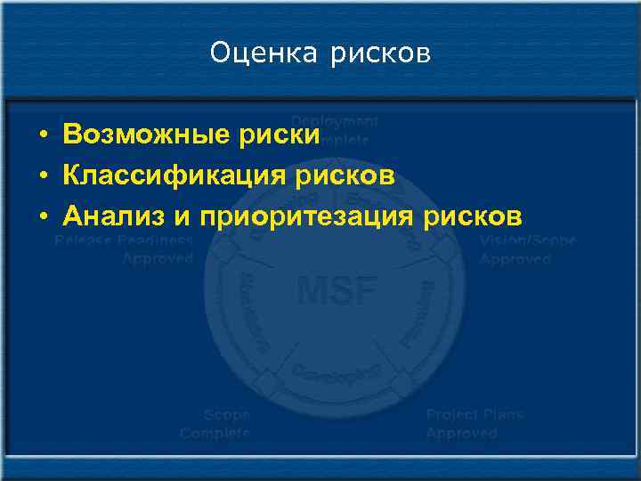 Оценка рисков • Возможные риски • Классификация рисков • Анализ и приоритезация рисков 