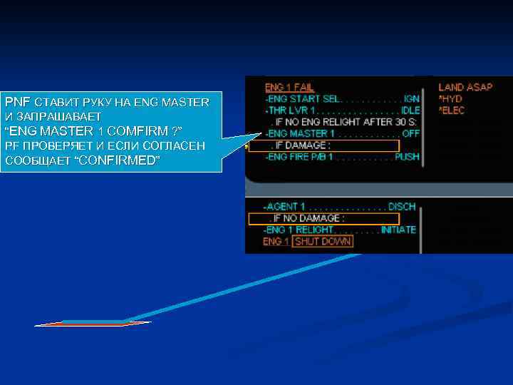 PNF СТАВИТ РУКУ НА ENG MASTER И ЗАПРАШАВАЕТ “ENG MASTER 1 COMFIRM ? ”