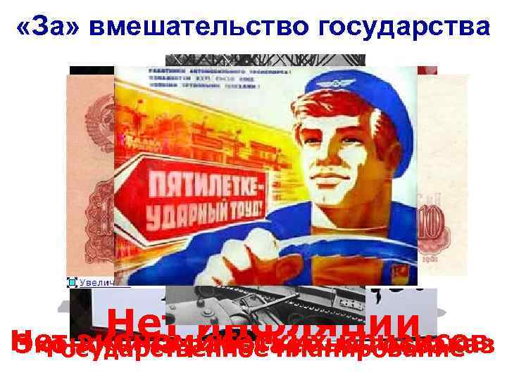  «За» вмешательство государства Нет работает на госзаказ инфляции Нет экономических кризисов Экономика Государственное