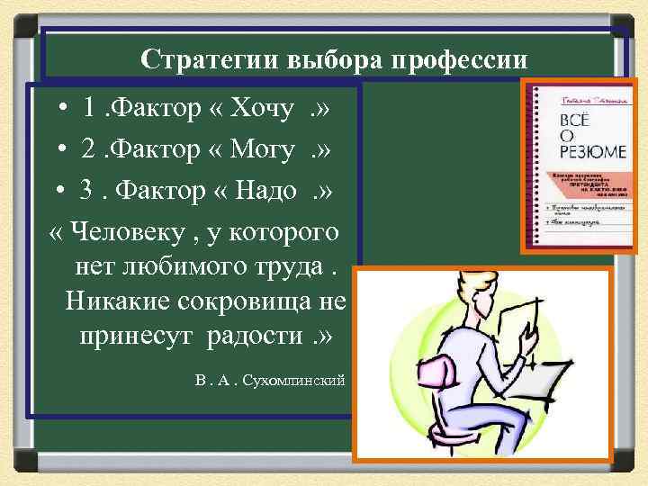 Стратегии выбора профессии • 1. Фактор « Хочу. » • 2. Фактор « Могу.