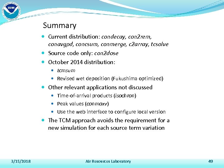 Summary Current distribution: condecay, con 2 rem, conavgpd, concsum, conmerge, c 2 array, tcsolve