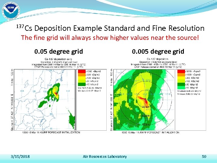 137 Cs Deposition Example Standard and Fine Resolution The fine grid will always show